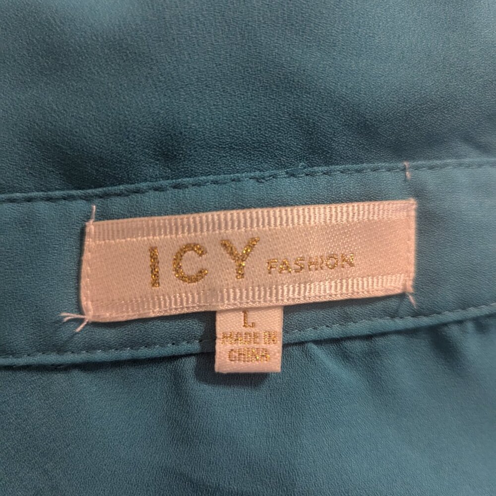Icy teal shirt with handmade layered skirts -Large Belt NOT Included - Picture 6 of 6